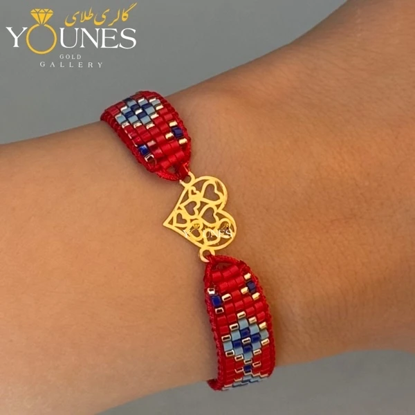 دستبند میوکی قرمز قلب قلبی طلا